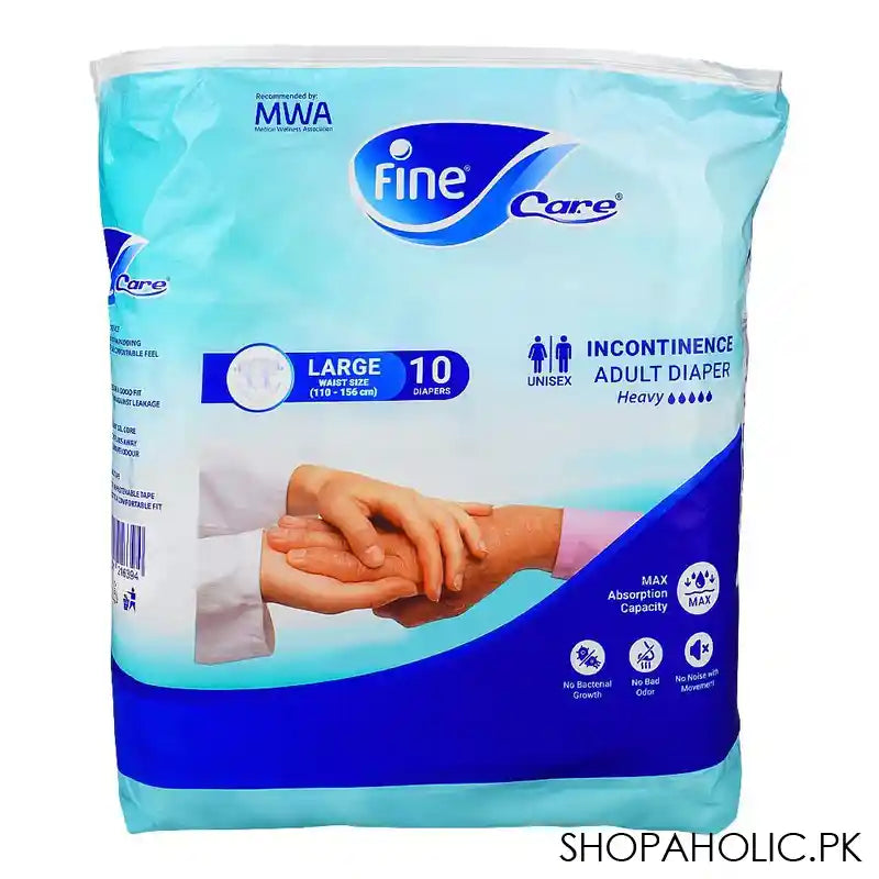 Fine Care DermaPro Adult Diapers, Large, 110-156 cm, 29-61 Inches, 9-Pack - Main Image