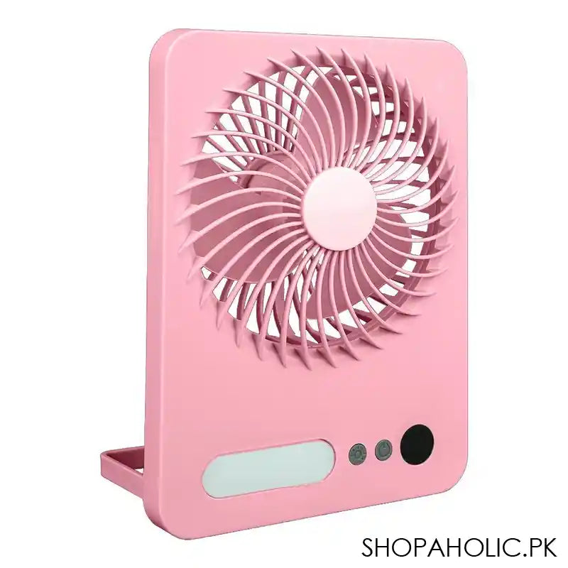 Folding Lamp Fan With USB, Three Wind Speed, Led Light & Front Digital Display, 5.5W, Pink, 101330 - Main Image