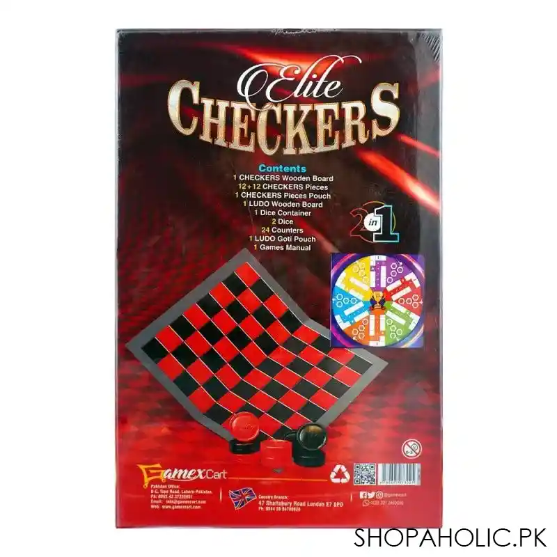 gamex cart 2 in 1 elite checkers & ludo game, for 6+ years, 431 7302 image2