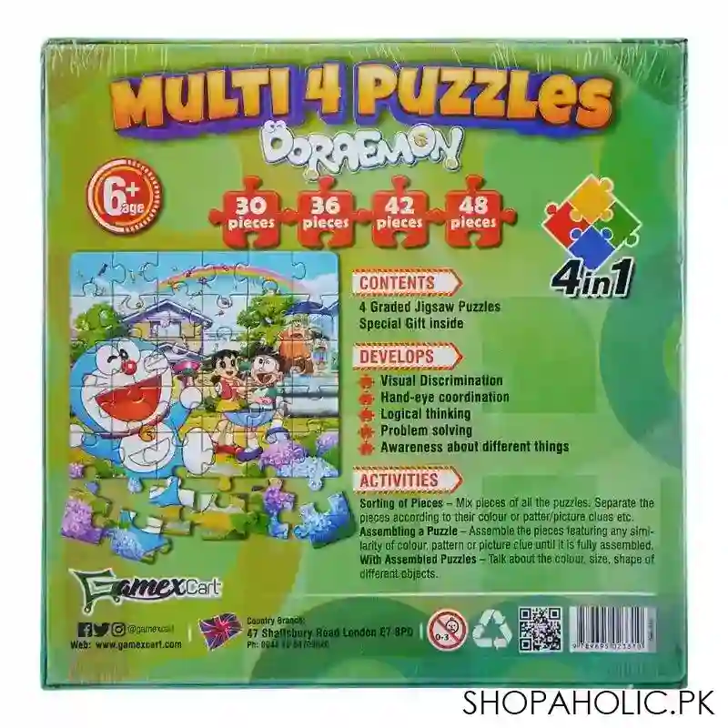 gamex cart multi 4 puzzles 4 in 1 doraemon, for 6+ years, 437 8401 2331 image2