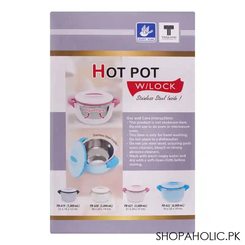 Happy Ware Hot Pot With Lock, 21x16x12cm, 1000ml, Golden, SU-619 - Image 3