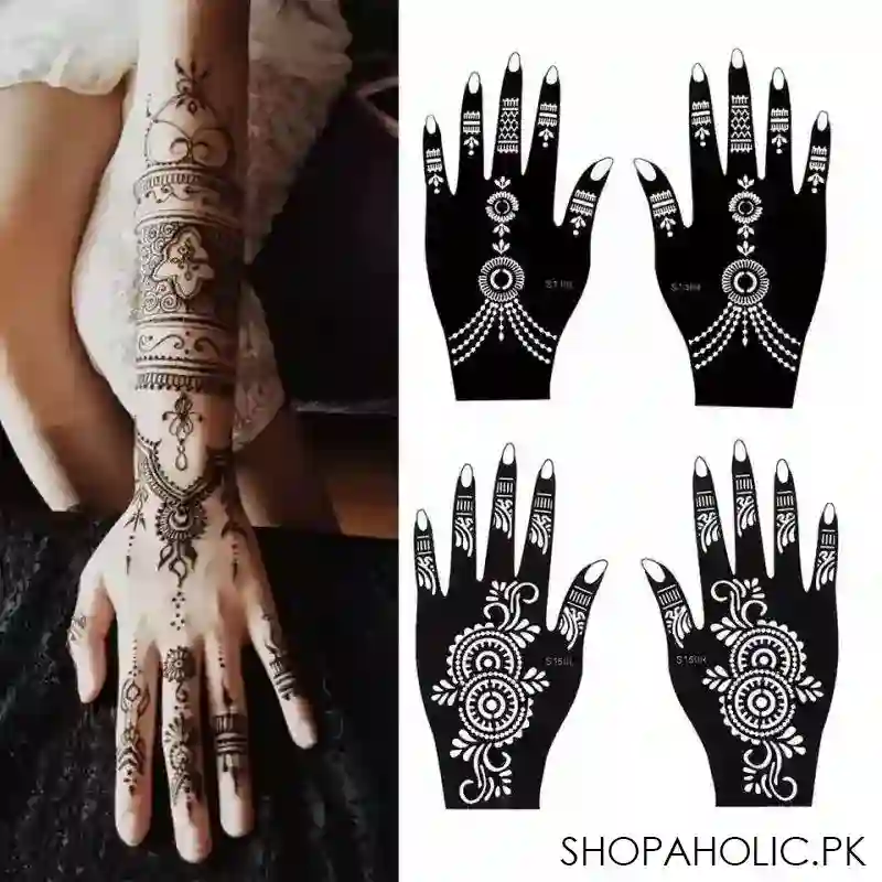 henna stencil temporary hand tattoo image3