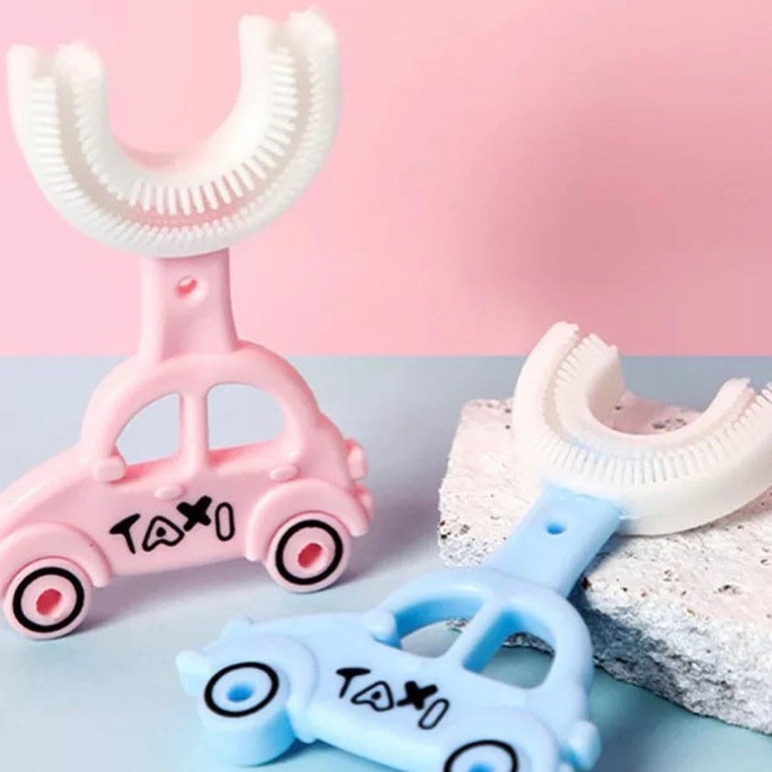 Lovely Taxi Shaped Children Whiting U-Type Toothbrush - image 2