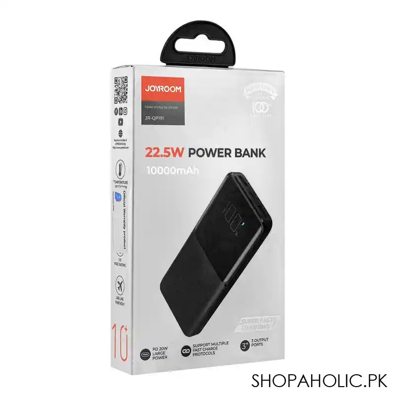 Joyroom 22.5W Super Fast Charging 10000mAh Power Bank, Black, JR-QP191 - Image 3