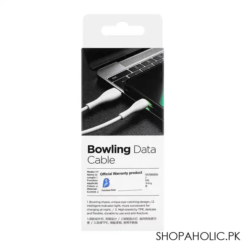 Joyroom Bowling Data Lightening Data Cable 1m, White, S-1030M8 - Image 2