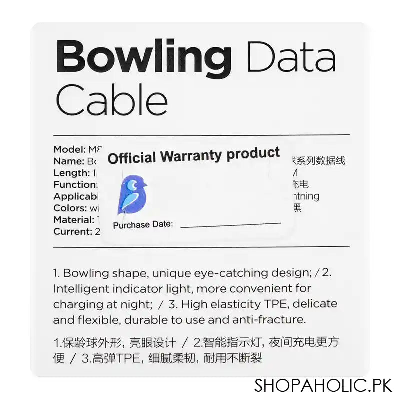 Joyroom Bowling Data Lightening Data Cable 1m, White, S-1030M8 - Image 3