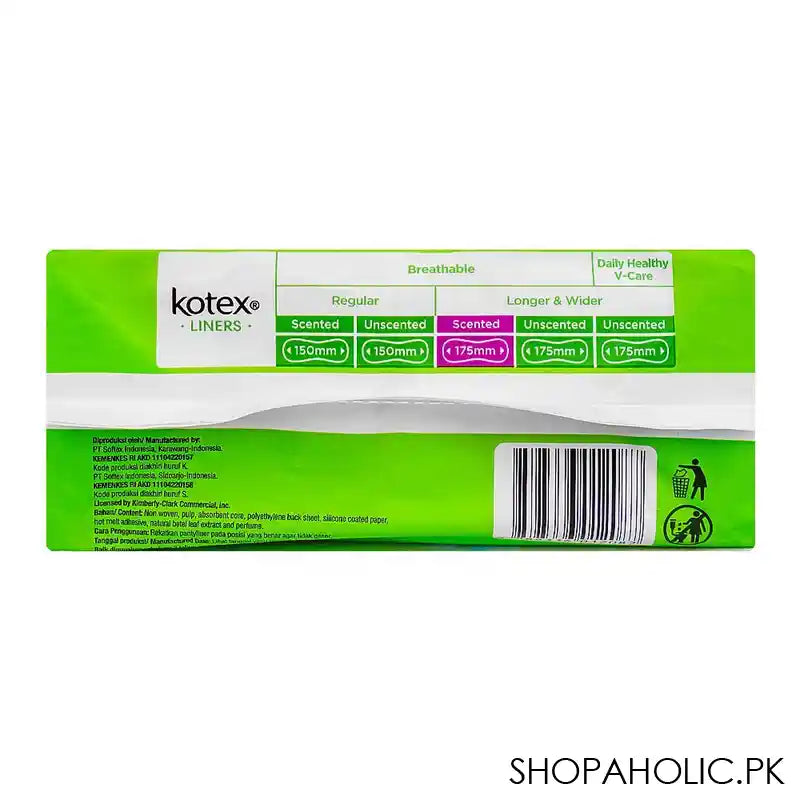 Kotex Betel Leaf Daily Aroma Fresh Scented, Longer & Wider Panty Liner, 32-Pack - Image 3