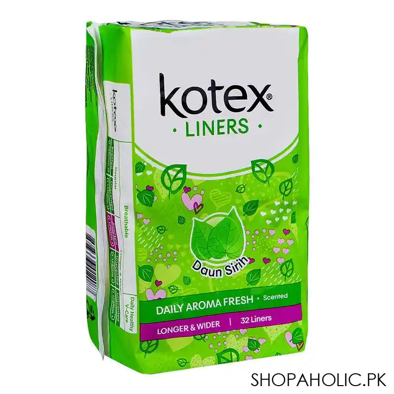 Kotex Betel Leaf Daily Aroma Fresh Scented, Longer & Wider Panty Liner, 32-Pack - Main Image