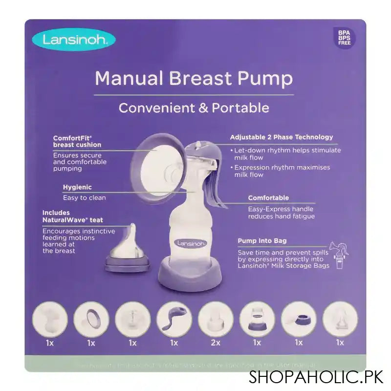 Lansinoh Convenient & Portable Manual Breast Pump, MN50555CT1020 - Image 2