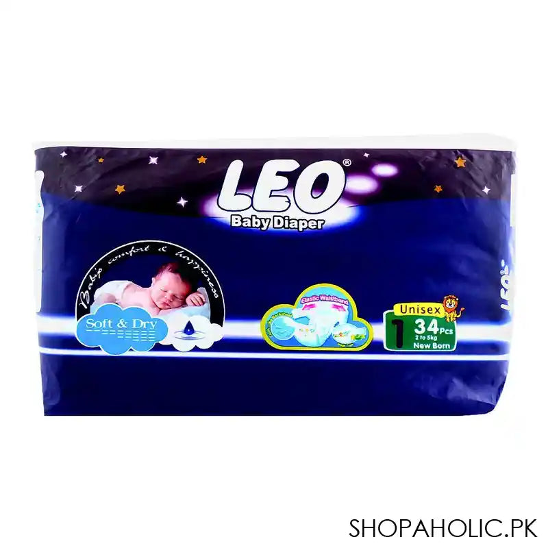 Leo Soft & Dry Baby Diaper Newborn, 2 to 5 KG, 34-Pack - Main Image