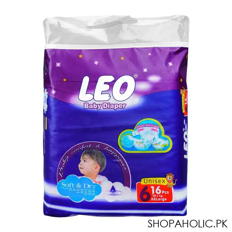 Leo Soft & Dry Baby Diaper, No. 6 XXLarge, 16+ KG, 16-Pack - Main Image