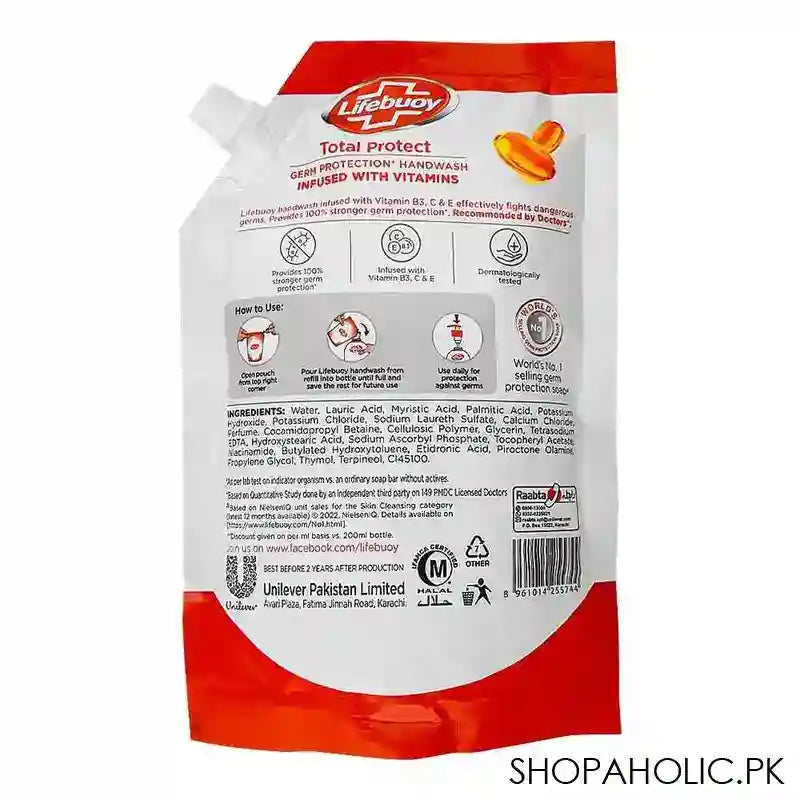 Lifebuoy Total Protect With Vitamin Hand Wash, 400ml Pouch Refill, Save Up To Rs.130/- - Image 3