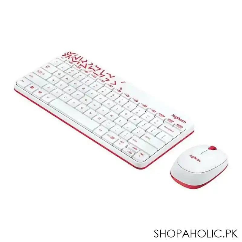 logitech mk240 nano wireless combo keyboard + mouse, white/red image2