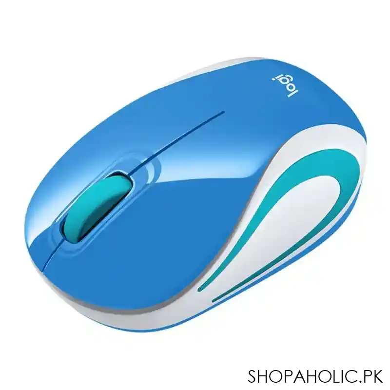 logitech wireless mouse, blue/white, m187 image3