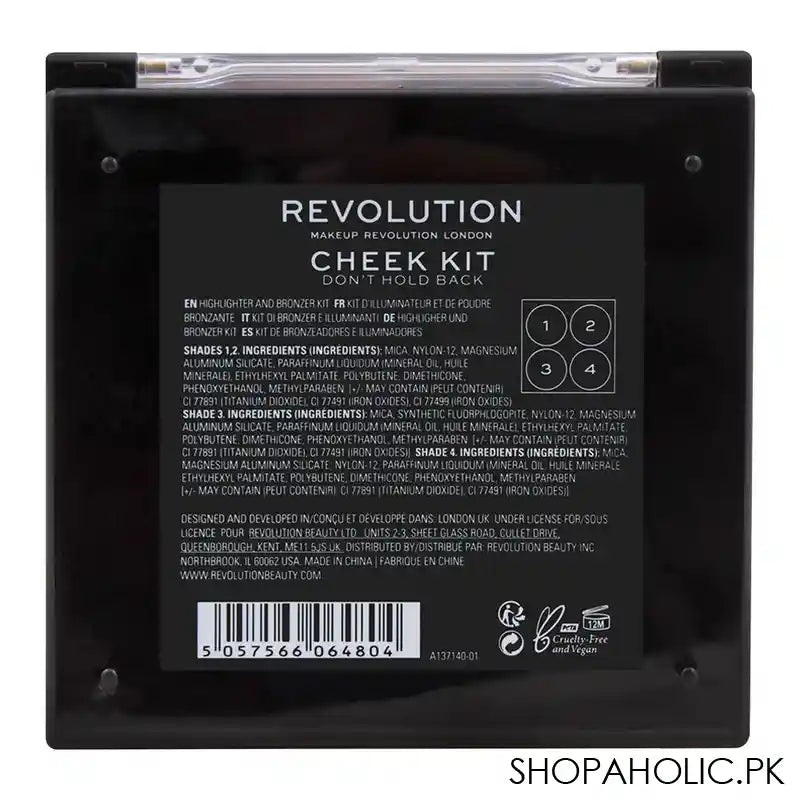 Makeup Revolution Cheek Kit, Don't Hold Back, 4 Shades - Image 3