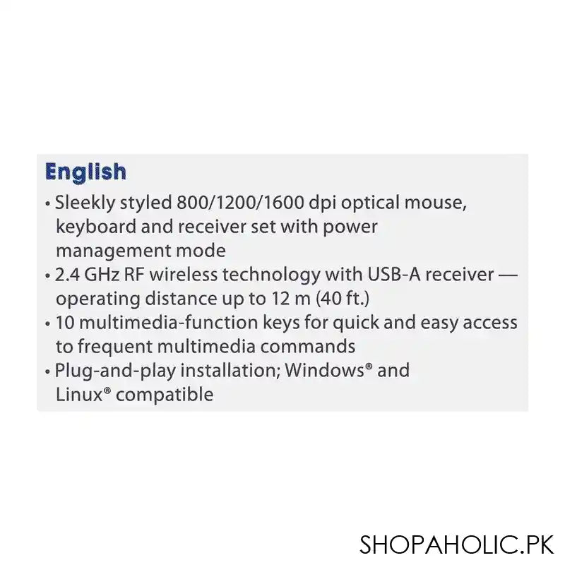 Manhattan Slim Wireless Keyboard And Optical Mouse Set 180443, Wireless Connection With USB-A Receiver, Multimedia Buttons - Image 3