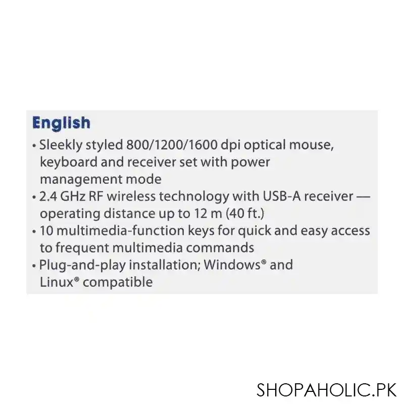 manhattan slim wireless keyboard and optical mouse set 180443, wireless connection with usb a receiver, multimedia buttons image4