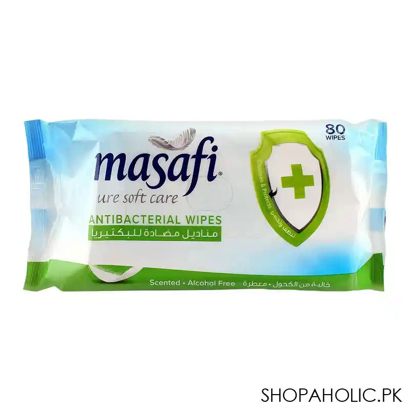 Masafi Anti-Bacterial Wipes, Scented, Alcohol Free, 80-Pack - Main Image