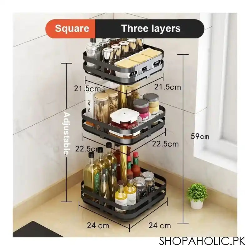 Matrix 360 Rotatable Metal Storage 3 Layer Organizer, Square, 59 x 24 x 24 cm - Main Image