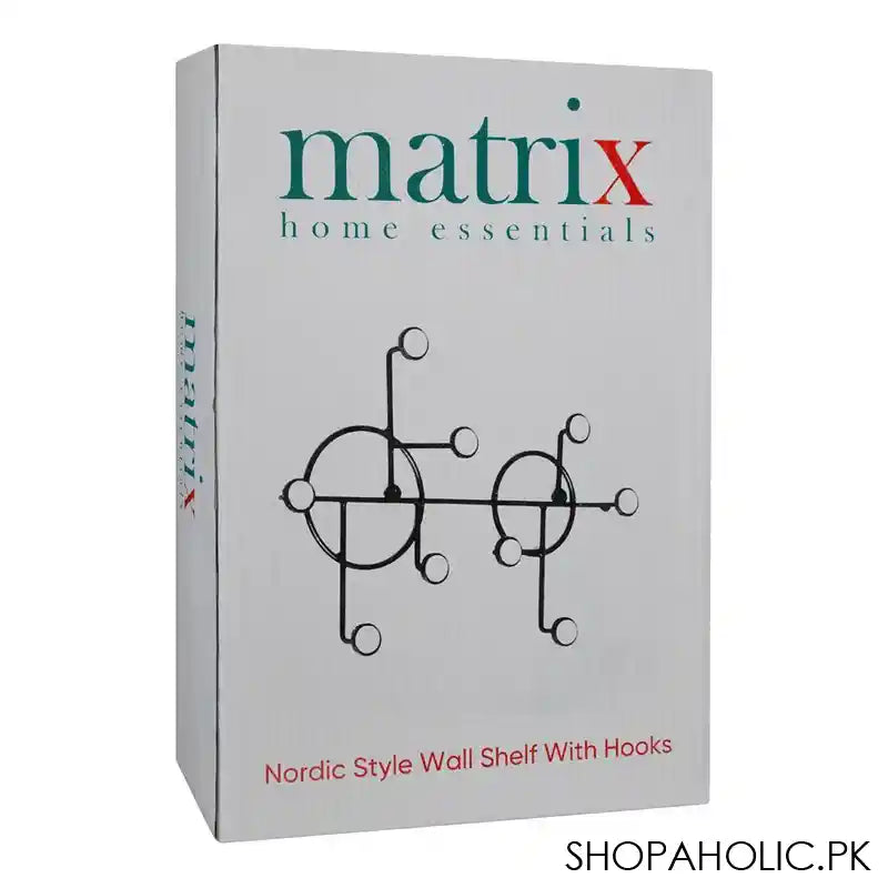 Matrix Nordic Style Wall Circle Shelf With Hooks, 30.5 x 42.5 cm - Image 3