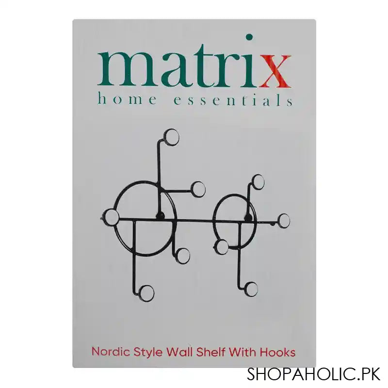 Matrix Nordic Style Wall Rectangle Shelf With Hooks - Image 3