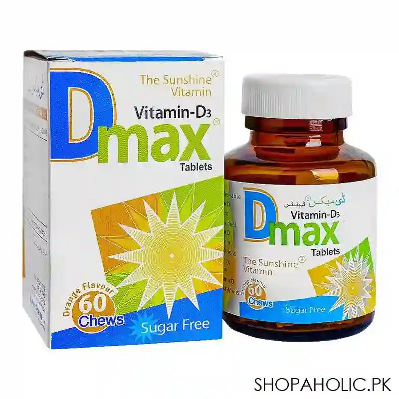 Matrix Pharma D-Max Vitamin D3 Tablet, Sugar Free, Orange Flavour Chews, 60 Tablets - Main Image