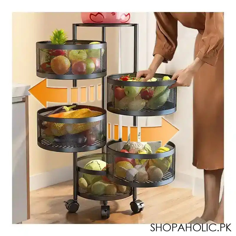 Matrix Premium Round Metal 5 Layer Trolley, 90 x 34 cm - Image 2