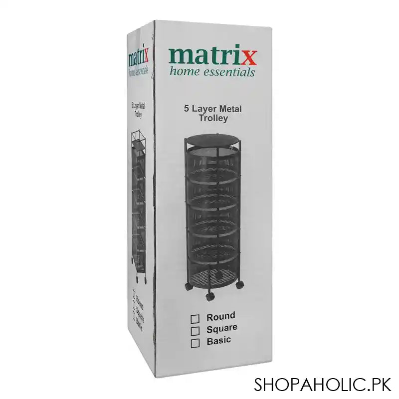 Matrix Premium Round Metal 5 Layer Trolley, 90 x 34 cm - Image 3