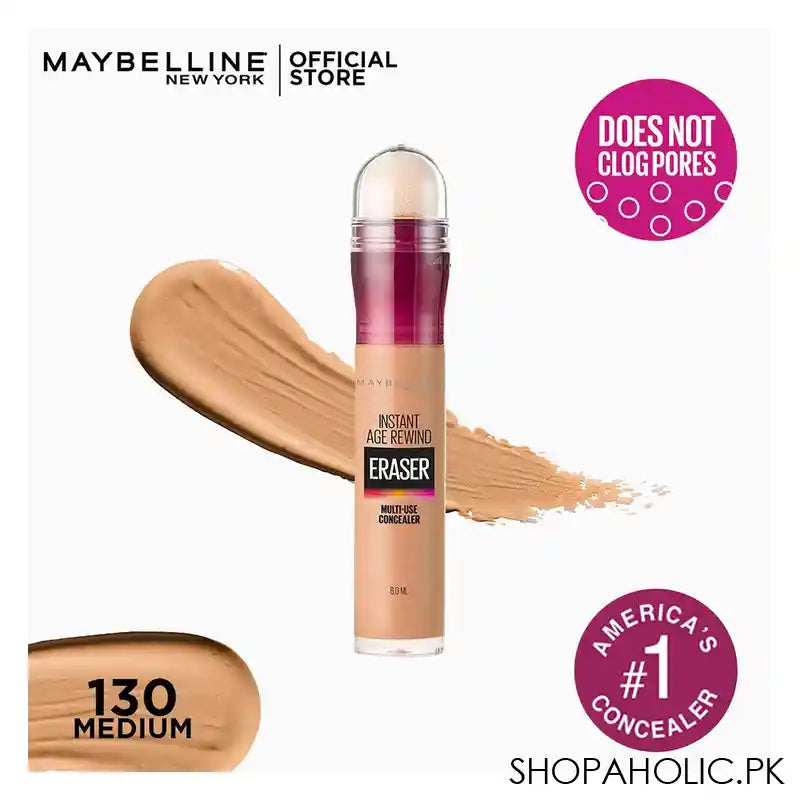 Maybelline New York Instant Age Rewind Eraser Dark Circles Concealer, 130 Medium - Main Image