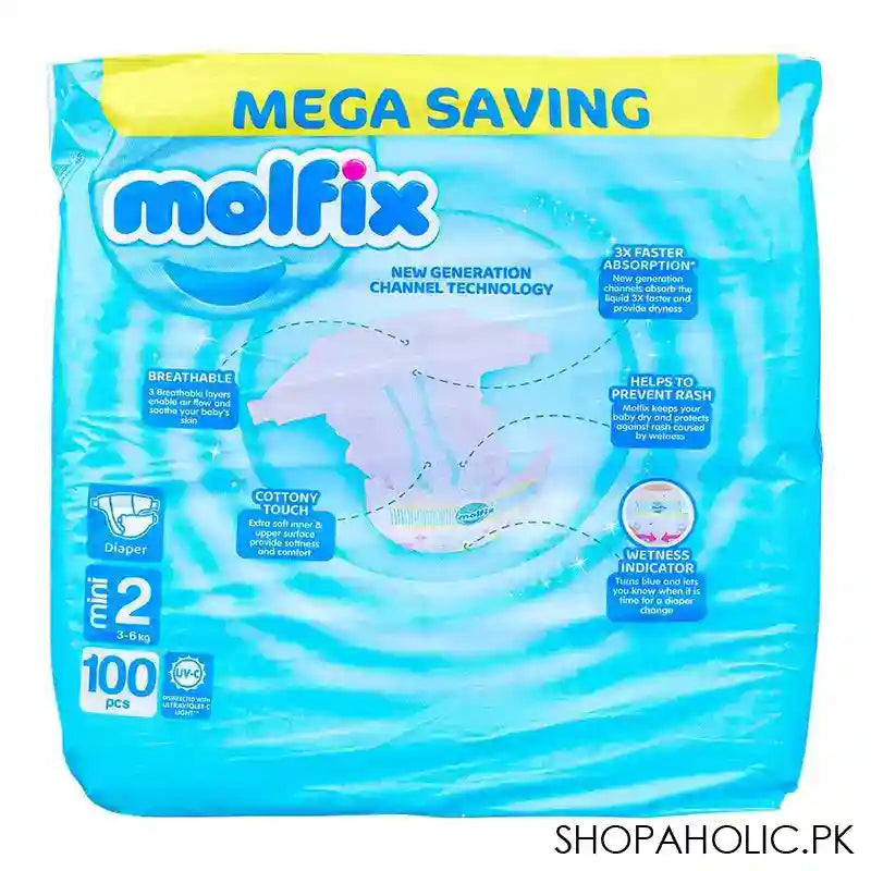 Molfix Diaper 2 Mini, Mega Saving, 3-6 KG, 100-Pack - Image 3