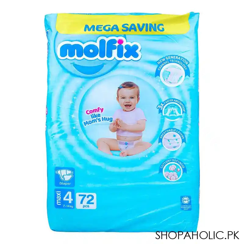 Molfix Diaper 4 Maxi, Mega Saving, 7-14 KG, 72-Pack - Main Image