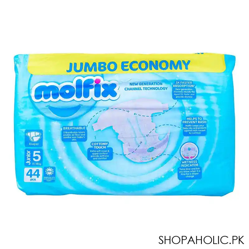 Molfix Diaper 5 Junior Jumbo Economy, 11-18 KG, 44-Pack - Image 4