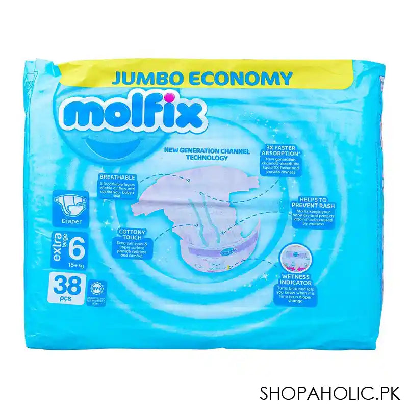 Molfix Diaper 6 Extra Large Jumbo Economy, 15 KG, 38-Pack - Image 4