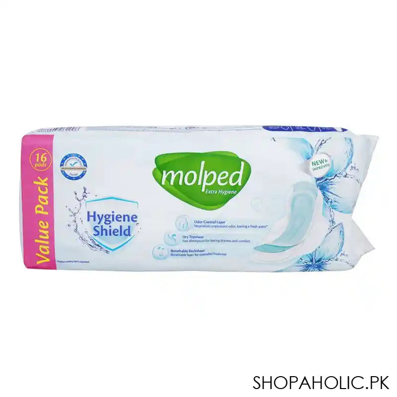 Molped Maxi Thick Extra Hygiene Shield, Extra Long, 16 Pads Value Pack - Main Image