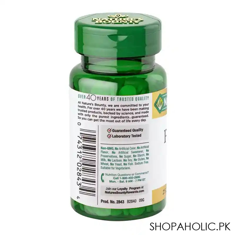 Nature's Bounty Folic Acid 800mcg, 250 Tablets - Image 2