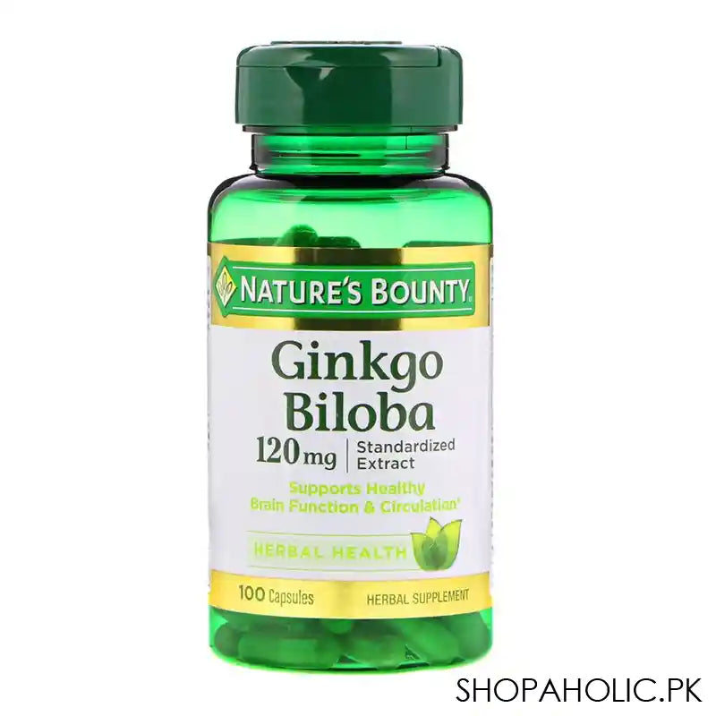 Nature's Bounty Ginkgo Biloba, 120mg, 100 Capsules, Herbal Supplement - Main Image