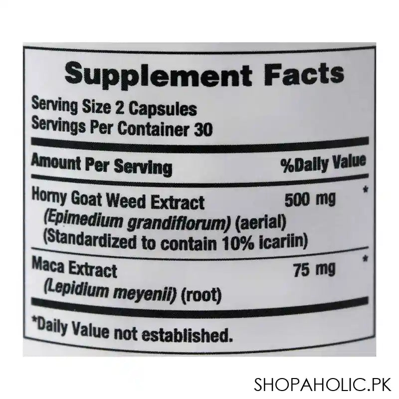 Nature's Bounty Horny Goat Weed With Maca, 60 Capsules, Dietary Supplement - Image 4