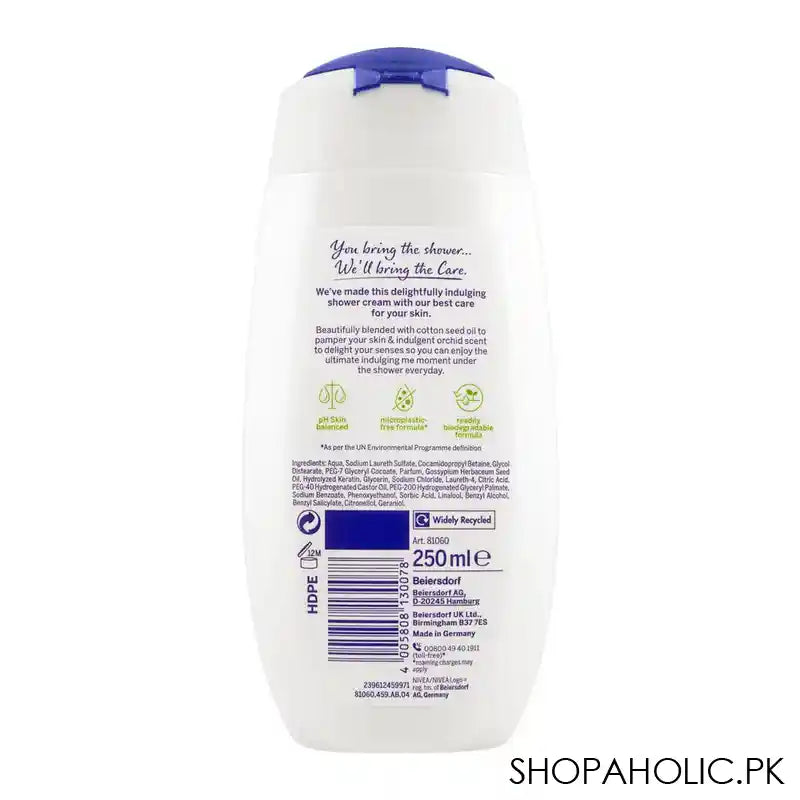 Nivea Cashmere & Cotton Seed Oil Caring Shower Cream, 250ml - Image 2