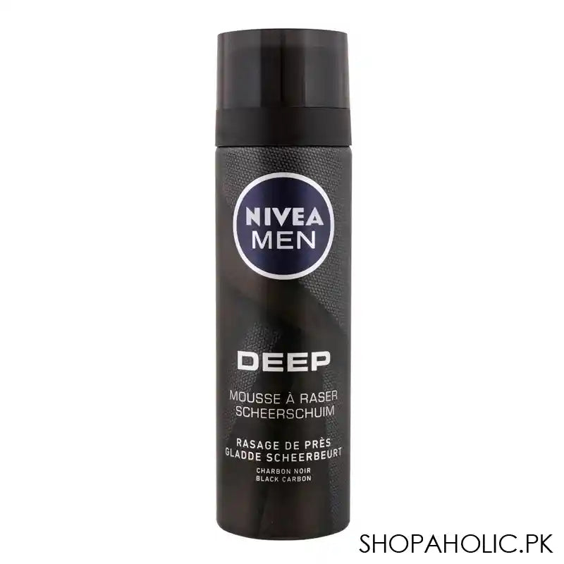 Nivea Men Deep Black Carbon Shaving Foam, 200ml - Main Image