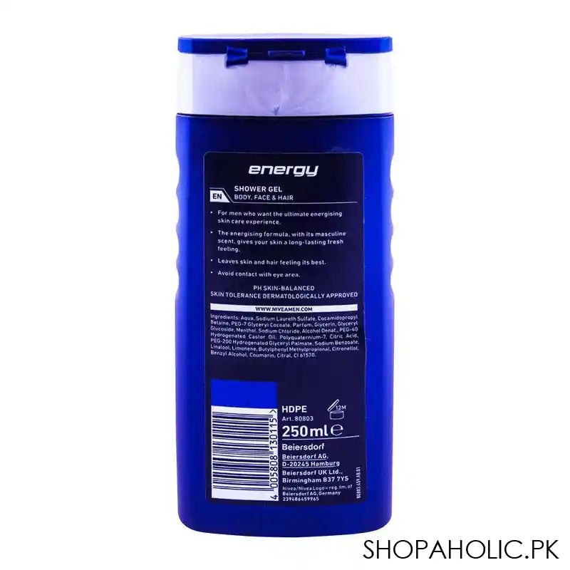 Nivea Men Energy 24H Fresh Effect Shower Gel 250ml - Image 3