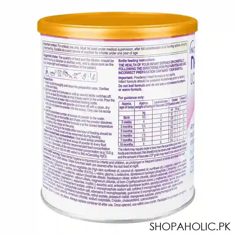 Nutricia Neocate Infant DHA/ARA, Baby Formula Powder, 0+ Months, 400g - Image 3