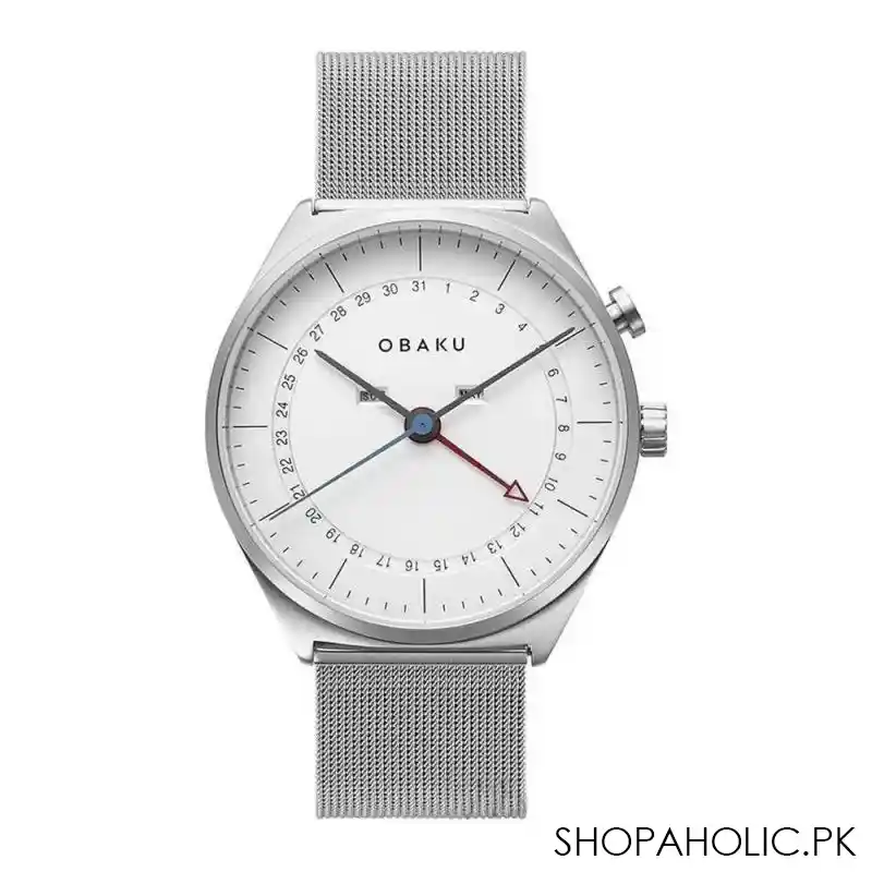 obaku men's chrome round dial with white background (digits) analog watch, v242gcimc main image