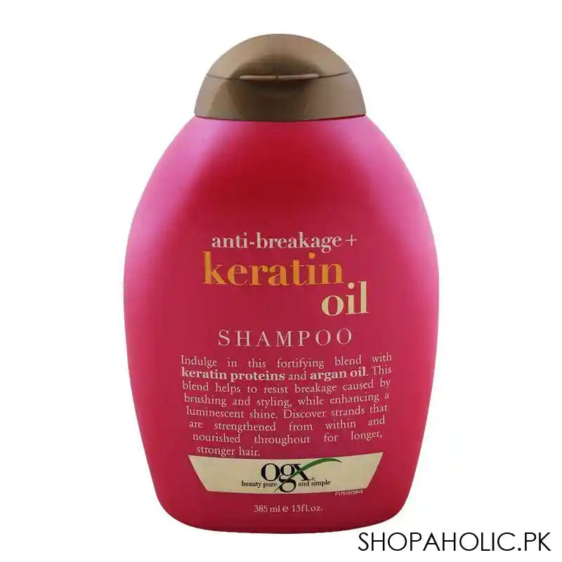 OGX Anti-Breakage + Keratin Oil Shampoo, Sulfate Free, 385ml - Main Image