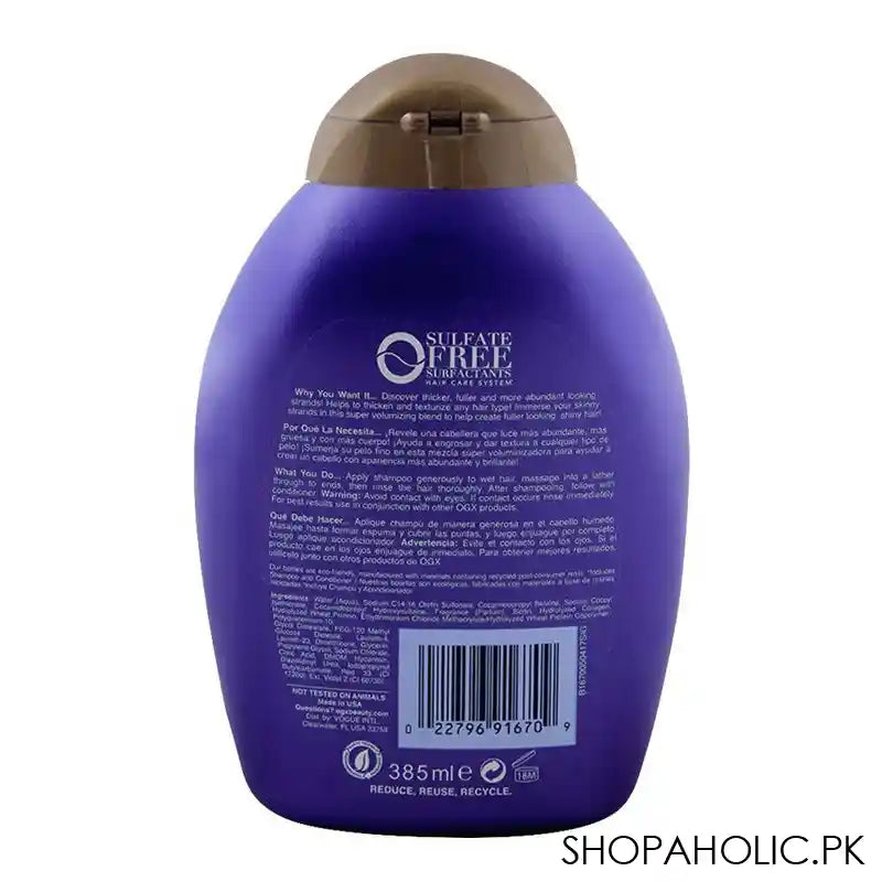 OGX Thick & Full + Biotin & Collagen Shampoo, Sulfate Free, 385ml - Image 3