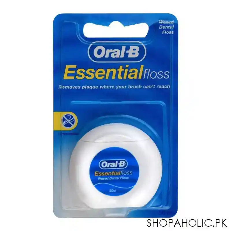 oral b essential floss waxed dental floss, 50m main image