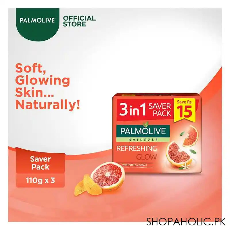 Palmolive Naturals Refreshing Glow Soap, 3-In-1 Pack, 3x110g - Main Image