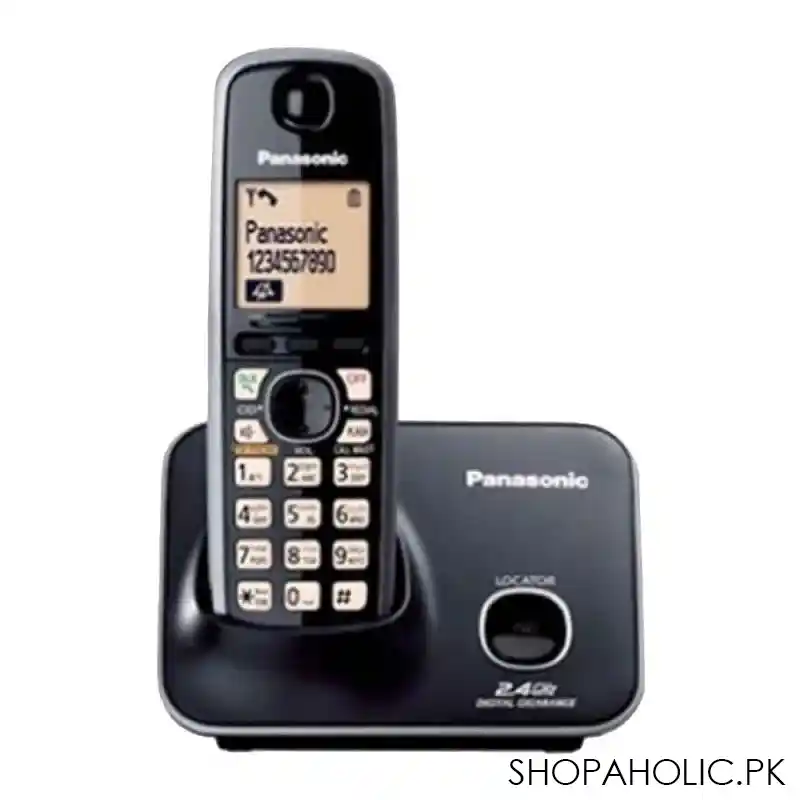 panasonic 2.4ghz digital cordless phone, black, kx tg3711bx main image