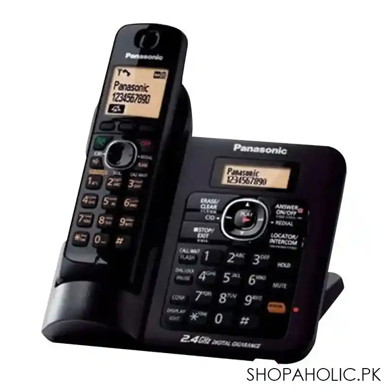 panasonic 2.4ghz digital cordless phone, black, kx tg3811bx main image