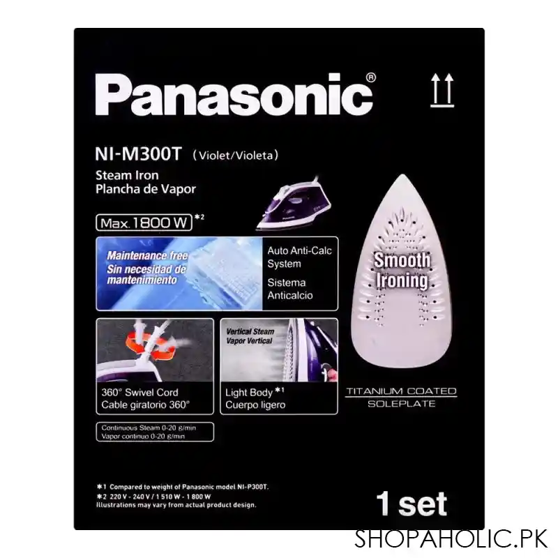 panasonic light & easy steam iron, 1800w, ni m300t image3