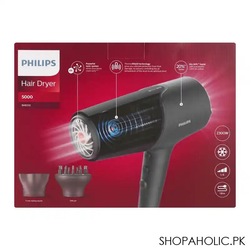 Philips 5000 Fast Drying Thermo Shield Hair Dryer, BHD510/03 - Image 2